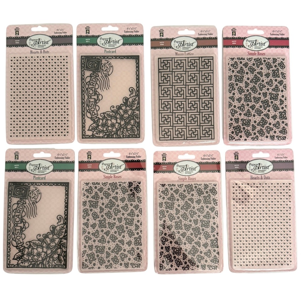 Lot of 8 Paper Artist Embossing Folders Hot Off The Press Card‎ Making Craft